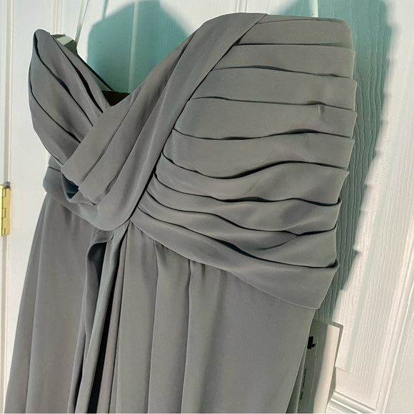 NWT Grey Long Strapless Sweetheart Georgette Dress - Picture 7 of 10